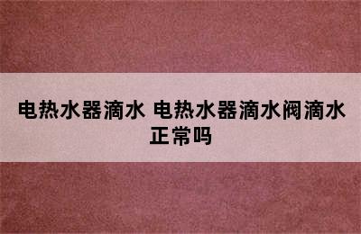 电热水器滴水 电热水器滴水阀滴水正常吗